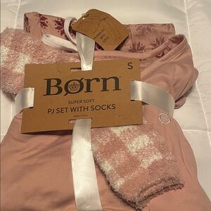 Born Super Soft Pink PJ Set with Cozy Socks